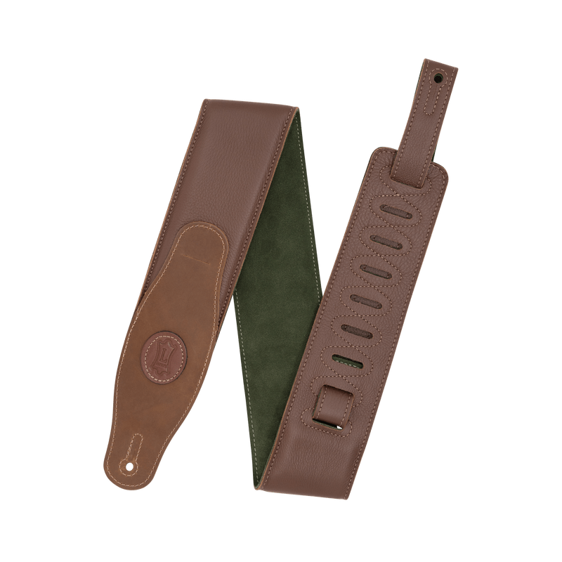 Levy's Cirro Series 3" Brown Padded Strap with Olive Green - Premium Quality - Innovative Music