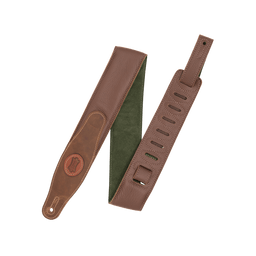 Levy's 2.5" Brown Padded Guitar Strap with Olive Green Suede - Premium Quality - Innovative Music