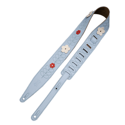Levy's 2.5" Sky Blue Wildflower Leather Strap with Flower - Premium Quality - Innovative Music