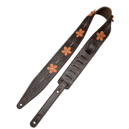 Levy's 2.5" Mahogany Brown Leather Strap with Flower - Innovative Music