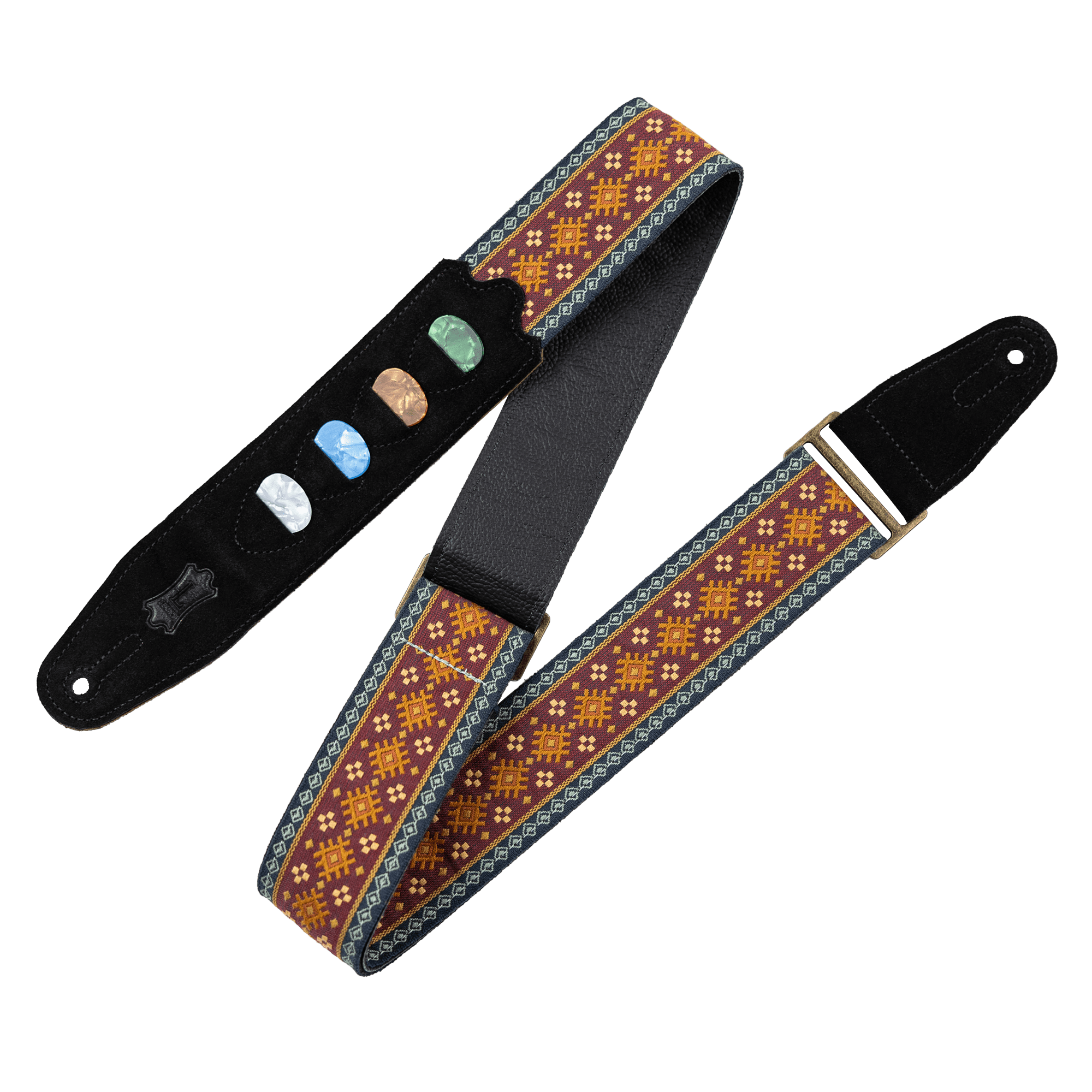 Levy's HOOTENANNY DESIGN AZTEC GUITAR STRAP WITH PICK HOLDER - Innovative Music