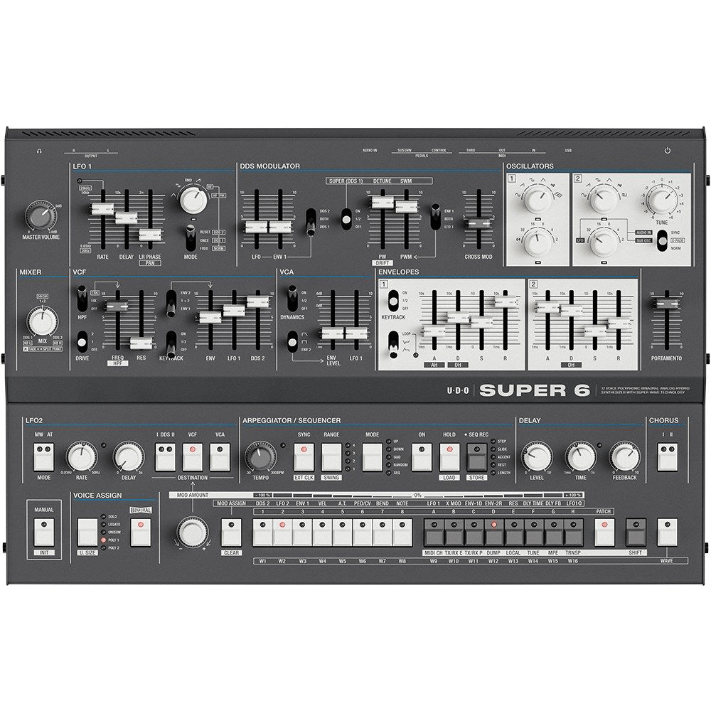 UDO Audio Super 6 12 - Voice Polyphonic Analog - Hybrid Desktop Synthesizer (Dark) - Innovative Music