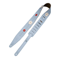 Levy's 2.5" Sky Blue Wildflower Leather Strap with Flower - Premium Quality - Innovative Music