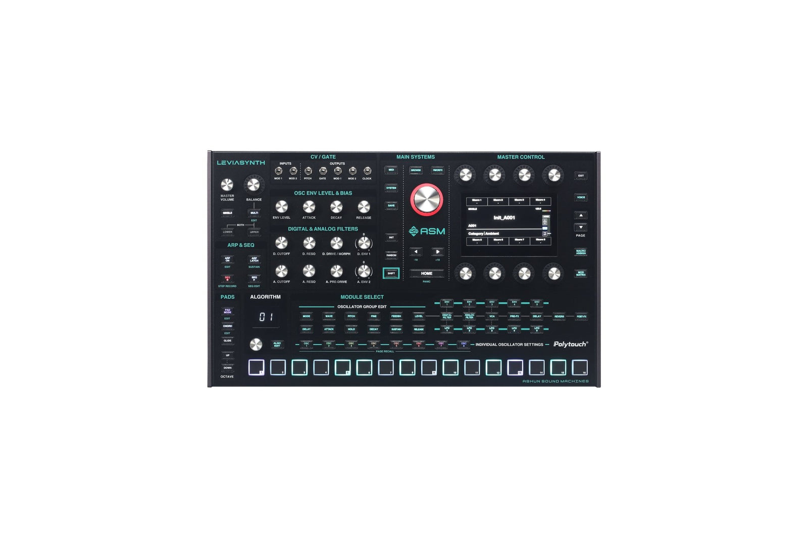 ASM Leviasynth Desktop 16 - Voice Hybrid Algorithmic Synthesizer with Analog Filters - Sound Distribution - Innovative Music