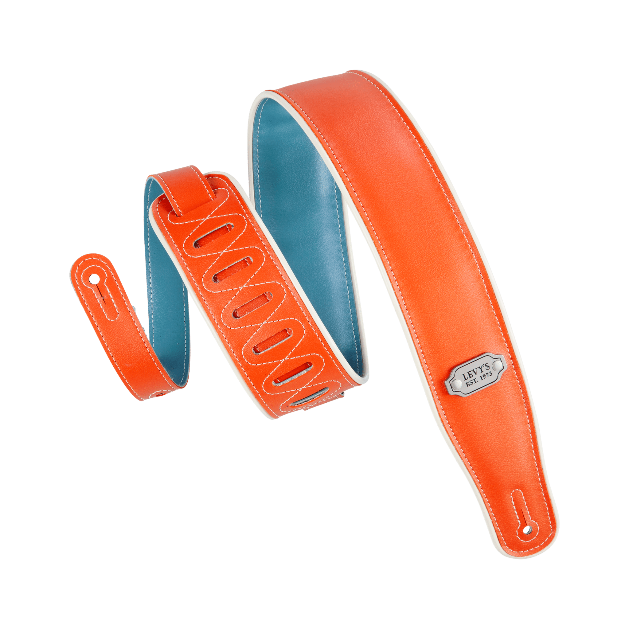 Levy's Vinyl Guitar Strap 2 3/4" (Orange/Teal) - Innovative Music