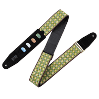 Levy's HOOTENANNY DESIGN GREEN MOSAIC GUITAR STRAP WITH PICK HOLDER - Innovative Music