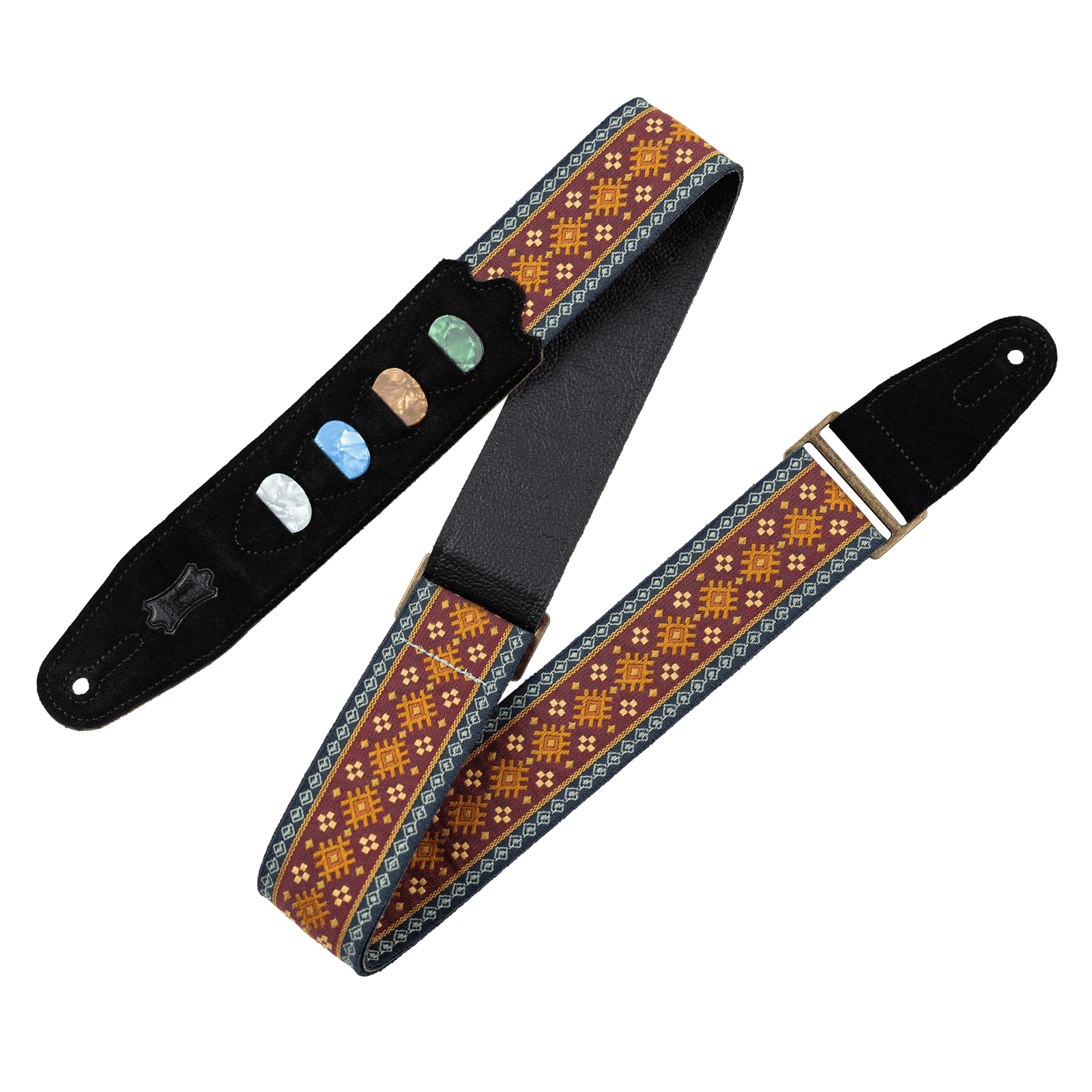 Levy's HOOTENANNY DESIGN AZTEC GUITAR STRAP WITH PICK HOLDER - Innovative Music