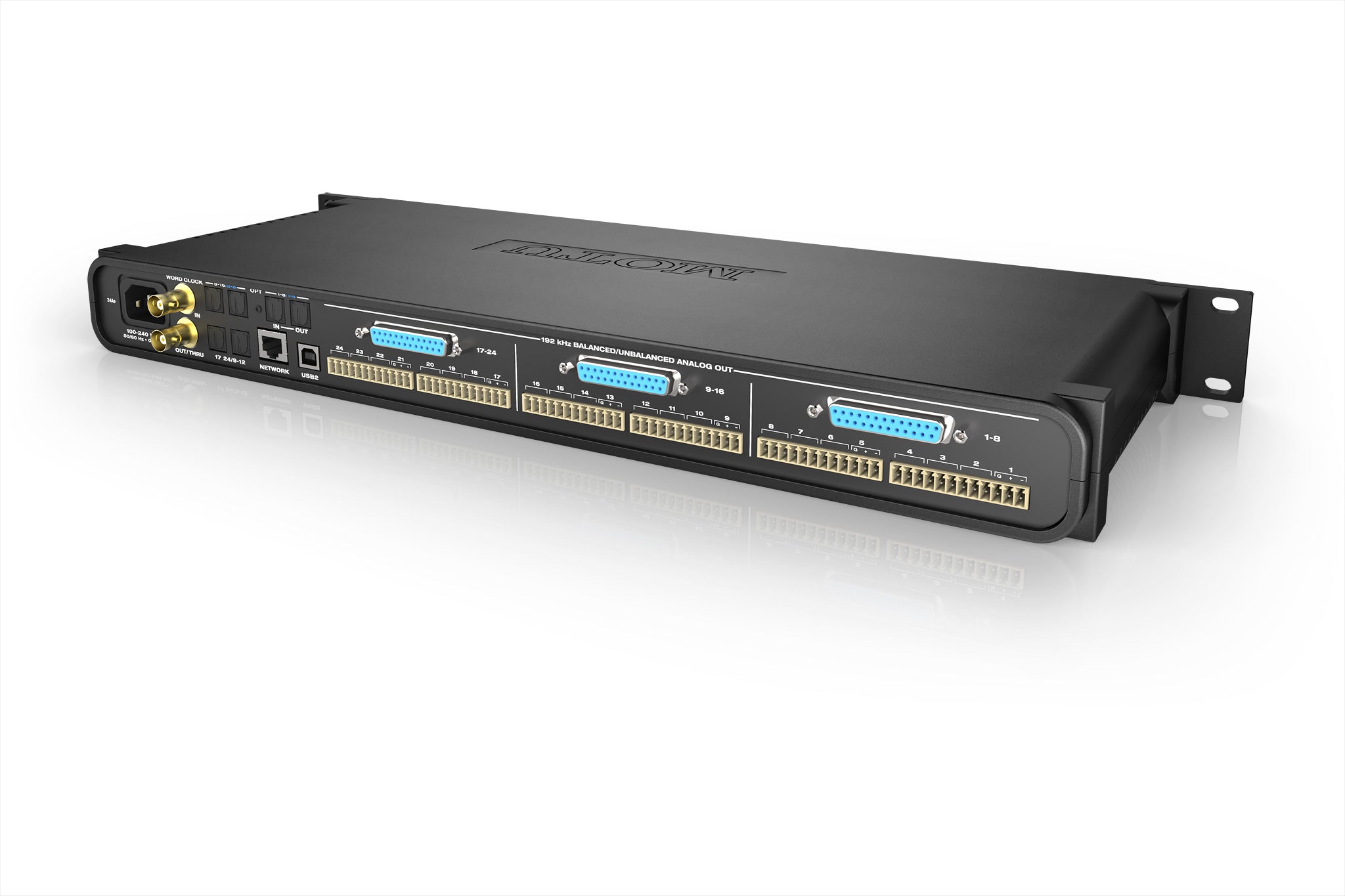MOTU USB2/AVB interface with 24‑out analog & DSP
