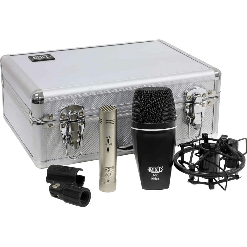 MXL Essential Drum Kick A55 Snare 606 Microphone Case w/ Shockmount - Innovative Music
